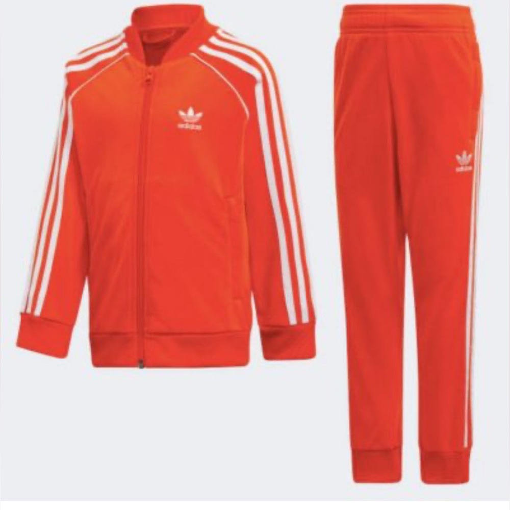 adidas Originals Kids Bright Orange Three-Stripe Track Jacket & Pants